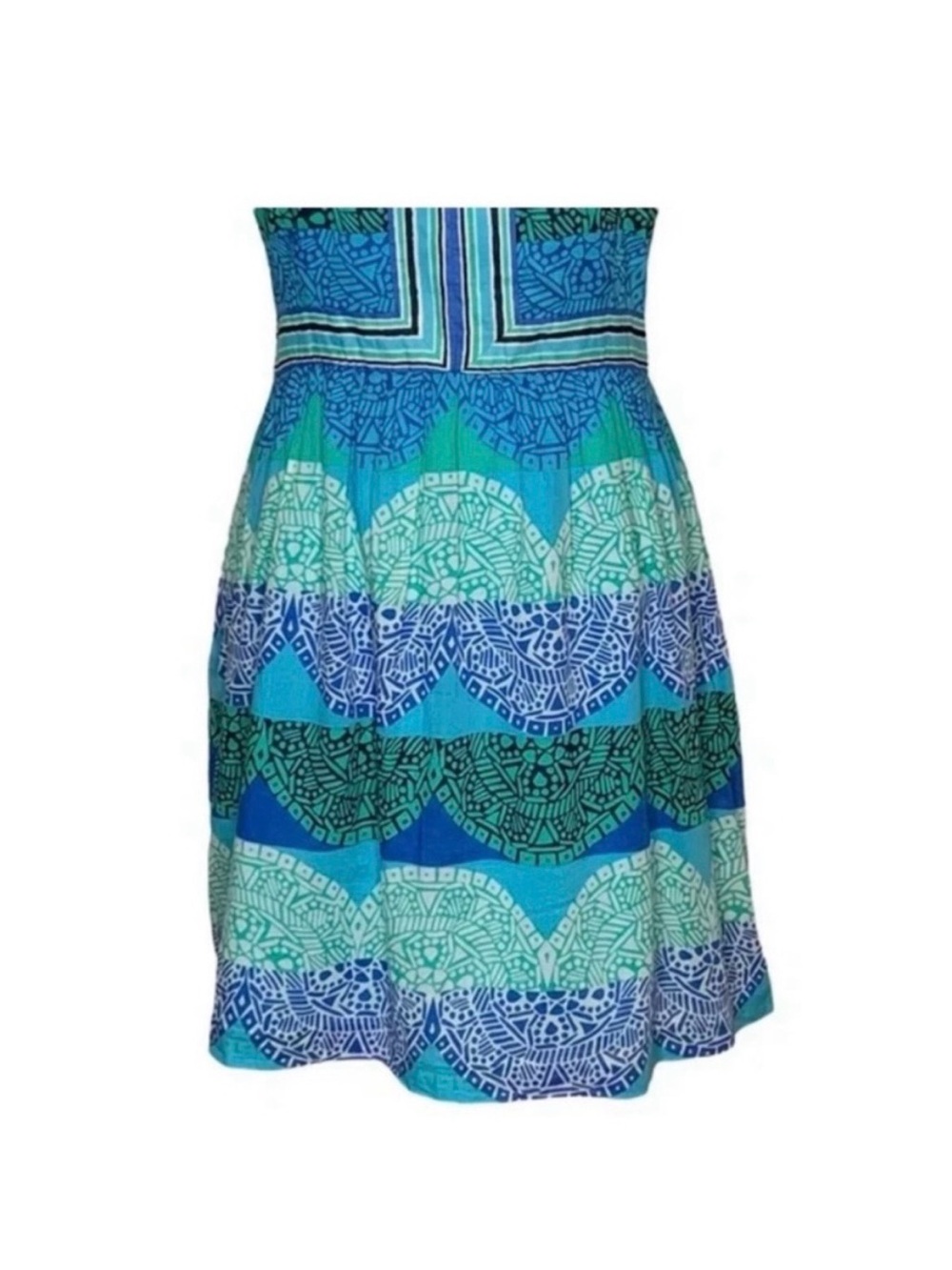 crown & ivy Blue Patterned Sleeveless Fit-and-Flare Dress - Picture 5 of 9